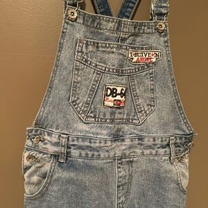 EYH Overalls Denim Cuffed Size Large Patches